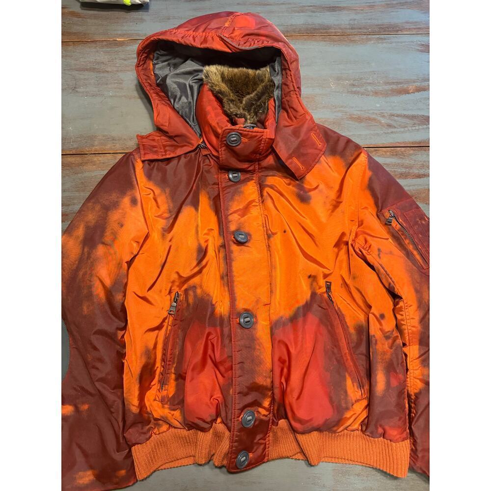Andrew Marc Down Bomber Jacket Orange Inky L